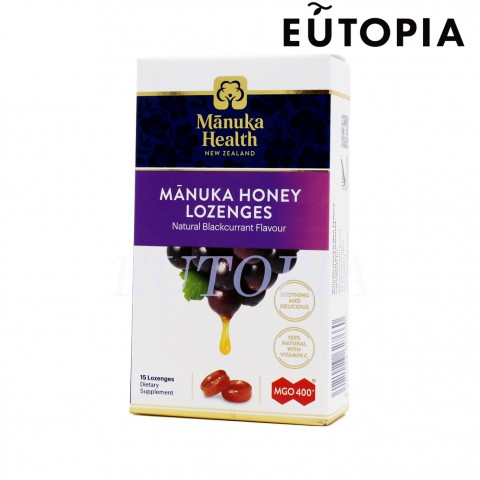 Manuka Health蜜紐康 MGO400+ (UMF13+)麥蘆卡蜂蜜黑加侖子潤喉糖15粒裝9421023627660